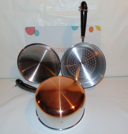 REFURBISHED Revere Ware Copper Clad 1.5qt Saucepan Steamer & Lid - Click Image to Close