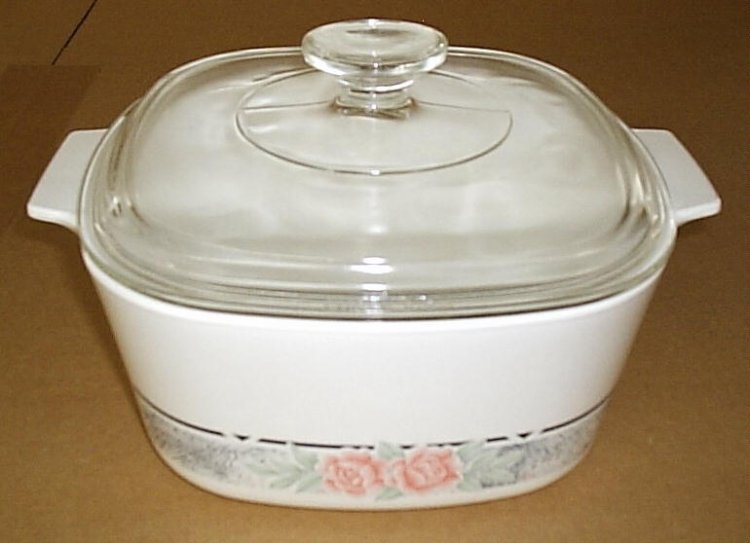 Corning Ware Silk & Roses 3 Liter Casserole w/ Pyrex Lid RARE NM - Click Image to Close